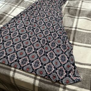 Navy and Red Patterned Maxi Skirt